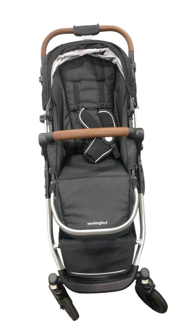 Mockingbird Single to Double 2.0 Stroller, Black, Watercolor Drops, Silver With Penny Leather, 2025 - Image 3