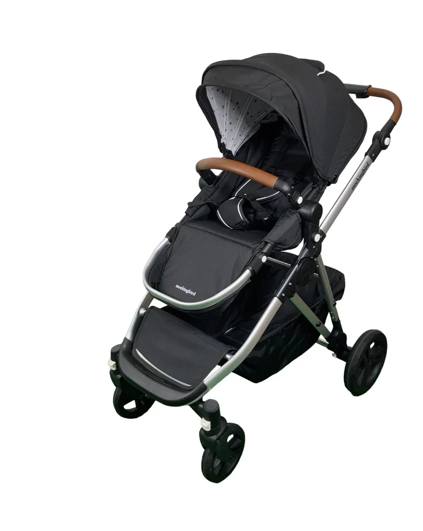 Mockingbird Single to Double 2.0 Stroller, Black, Watercolor Drops, Silver With Penny Leather, 2025