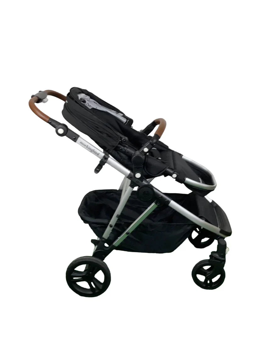 Mockingbird Single to Double 2.0 Stroller, Black, Watercolor Drops, Silver With Penny Leather, 2025 - Image 2
