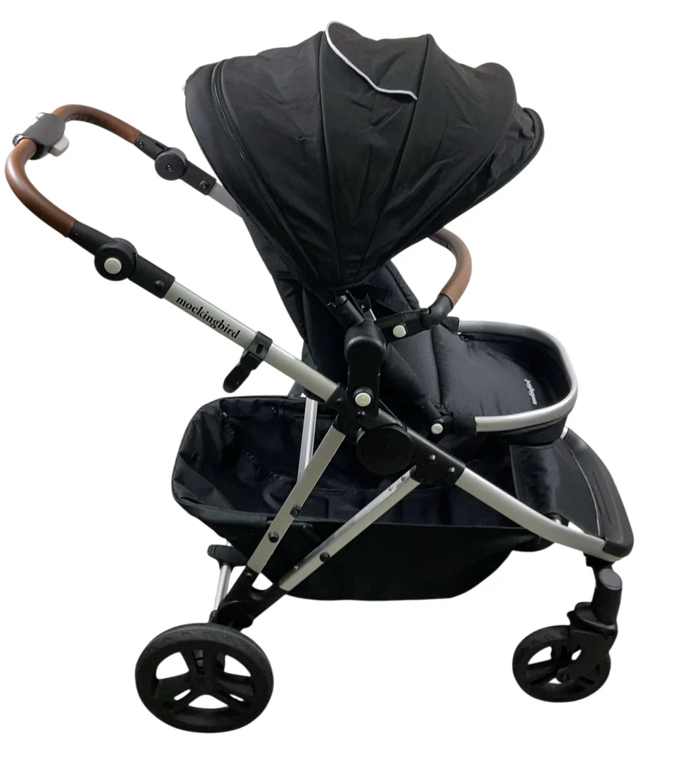 Mockingbird Single to Double 2.0 Stroller, Black, Watercolor Drops, Silver With Penny Leather, 2025 - Image 2