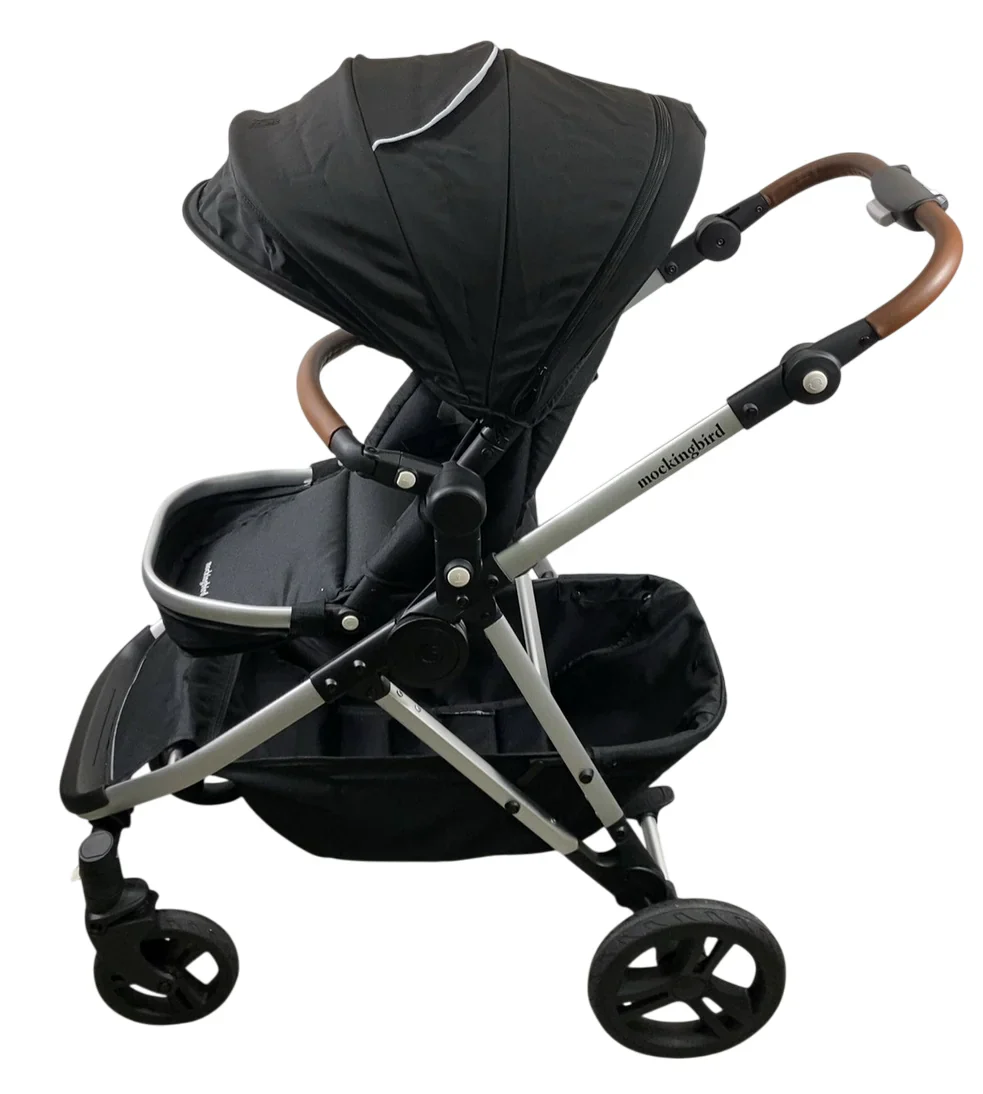 Mockingbird Single to Double 2.0 Stroller, Black, Watercolor Drops, Silver With Penny Leather, 2025 - Image 3