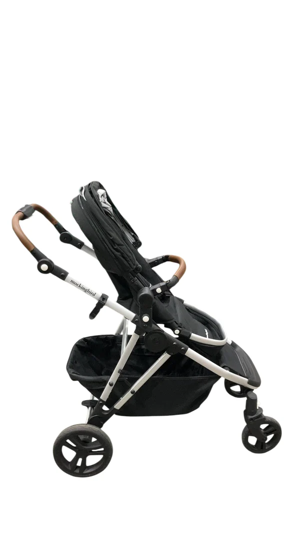 Mockingbird Single to Double 2.0 Stroller, Black, Watercolor Drops, Silver With Penny Leather, 2025 - Image 2