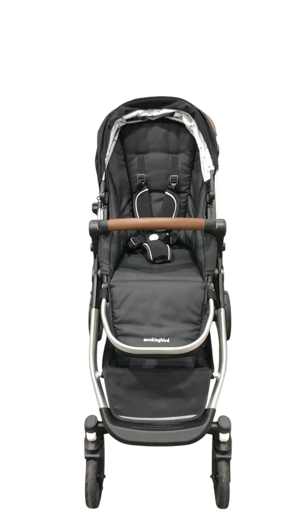 Mockingbird Single to Double 2.0 Stroller, Black, Watercolor Drops, Silver With Penny Leather, 2025 - Image 3