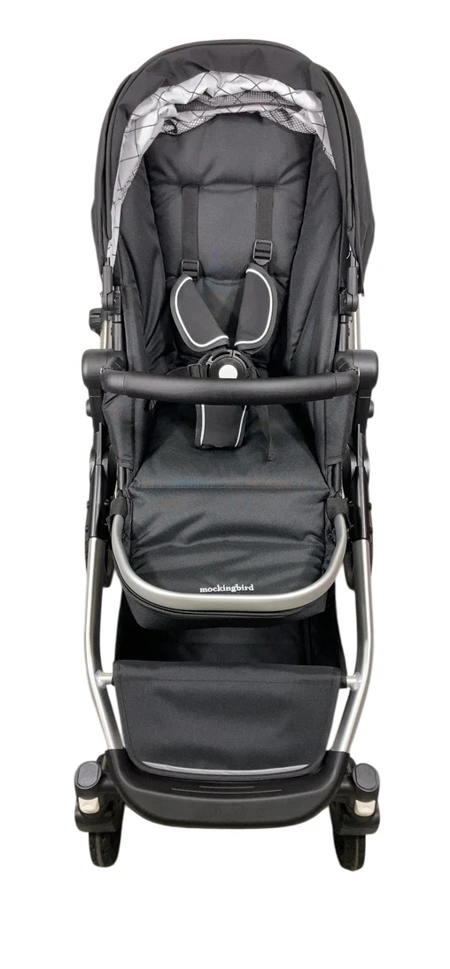 Mockingbird Single to Double 2.0 Stroller, Black, Windowpane, Silver With Black Leather, 2025 - Image 6