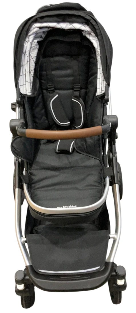 Mockingbird Single to Double 2.0 Stroller, Black, Windowpane, Silver With Penny Leather, 2025 - Image 6