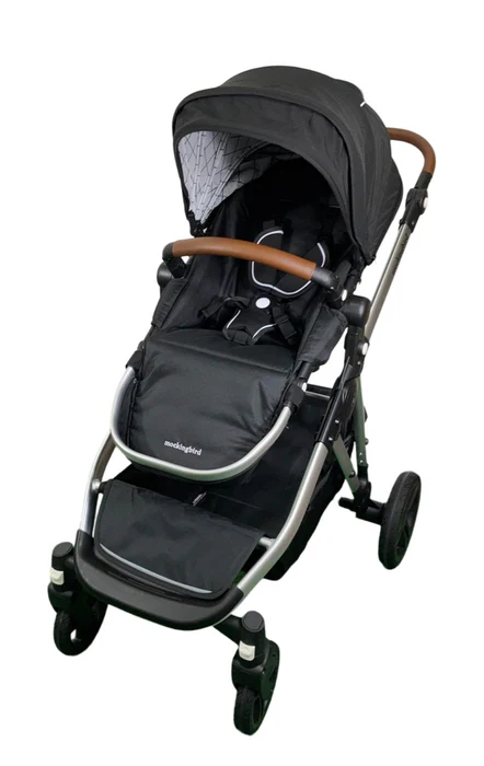 Mockingbird Single to Double 2.0 Stroller, Black, Windowpane, Silver With Penny Leather, 2025