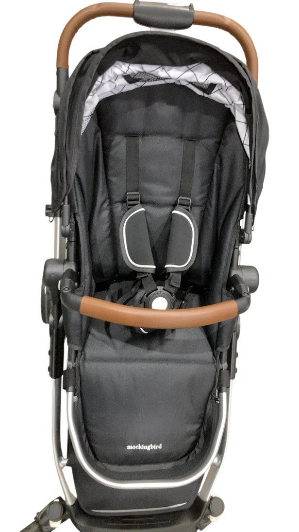 Mockingbird Single to Double 2.0 Stroller, Black, Windowpane, Silver With Penny Leather, 2025 - Image 3