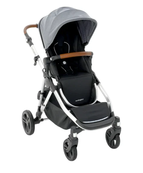 Mockingbird Single to Double 2.0 Stroller, Heather grey, Silver With Penny Leather, 2025, Solid Grey