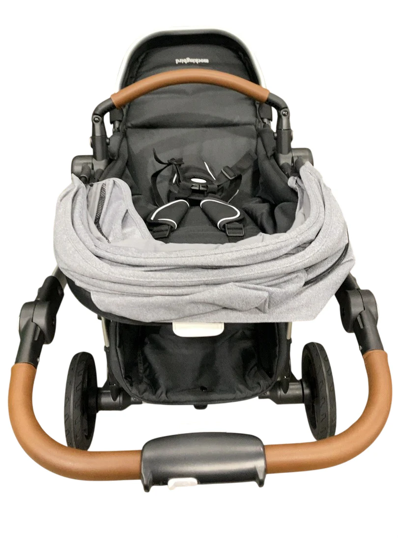Mockingbird Single to Double 2.0 Stroller, Heather grey, Silver With Penny Leather, 2025, Solid Grey - Image 6