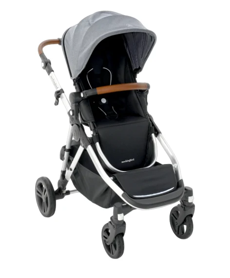 Mockingbird Single to Double 2.0 Stroller, Heather grey, Silver With Penny Leather, 2025, Solid Grey