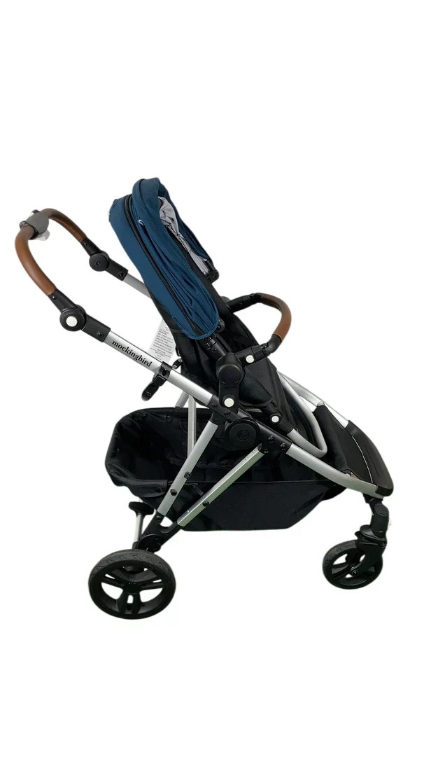 Mockingbird Single to Double 2.0 Stroller, Sea, Watercolor Drops, Silver With Penny Leather, 2025 - Image 2