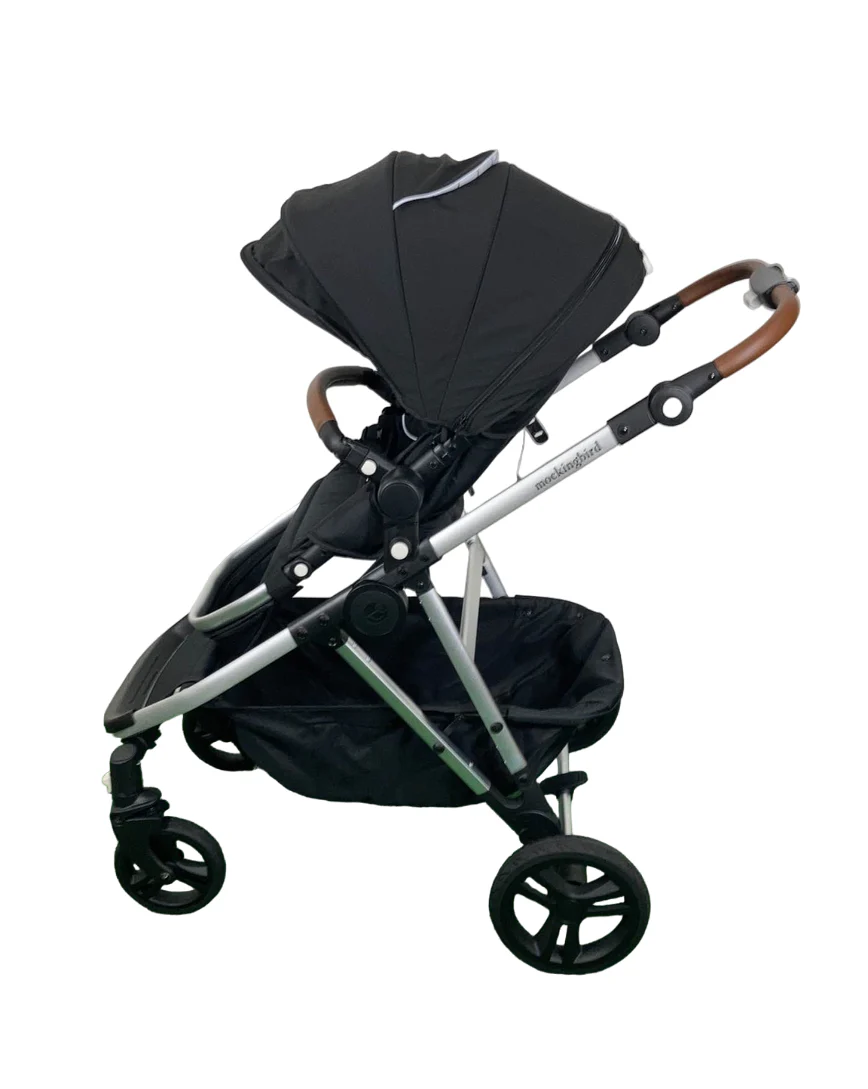 Mockingbird Single to Double 2.0 Stroller, Black, Windowpane, Silver With Penny Leather, 2024 - Image 3
