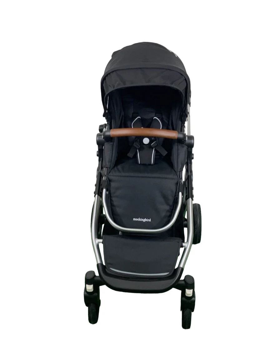 Mockingbird Single to Double 2.0 Stroller, Black, Windowpane, Silver With Penny Leather, 2024 - Image 4