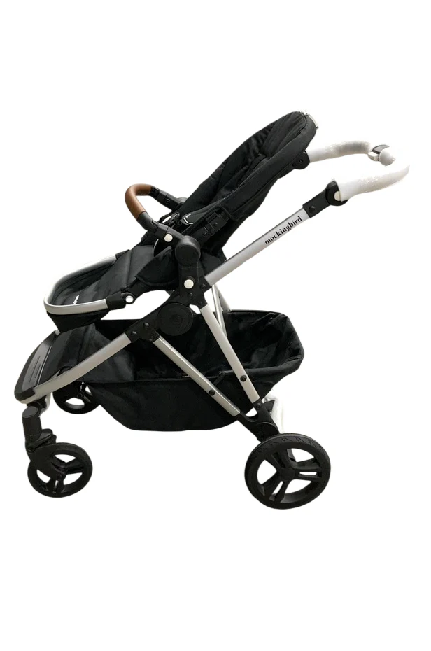Mockingbird Single to Double 2.0 Stroller, Sky, Watercolor Drops, Silver With Penny Leather, 2025 - Image 4