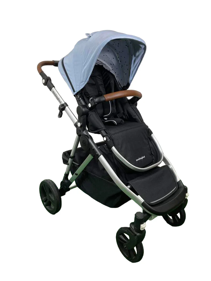 Mockingbird Single to Double 2.0 Stroller, Sky, Watercolor Drops, Silver With Penny Leather, 2025