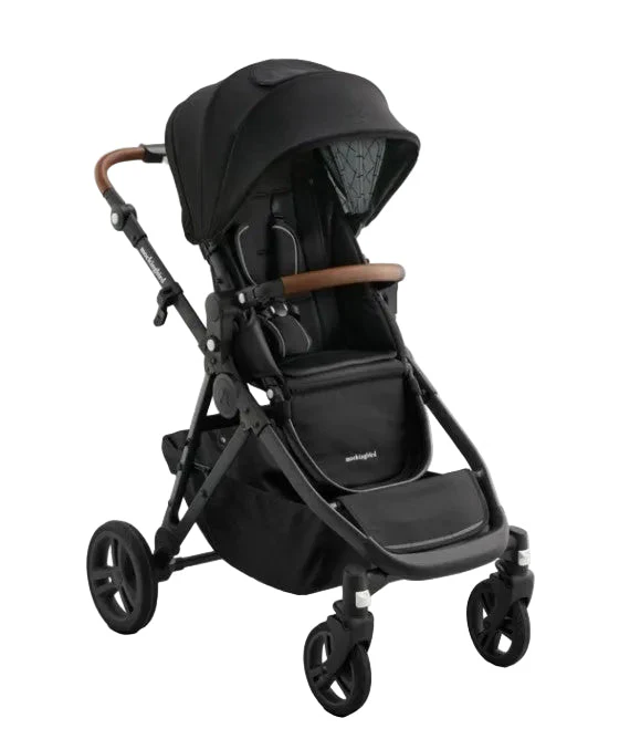Mockingbird Single to Double 3.0 Stroller, 2025, Black Windowpane, Charcoal with Penny Leather