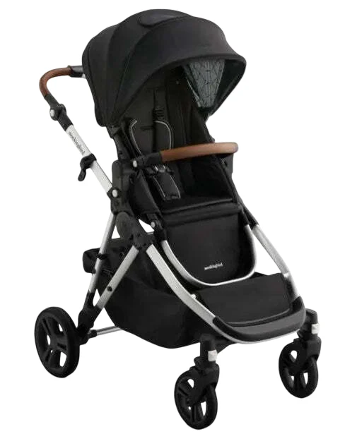 Mockingbird Single to Double 3.0 Stroller, 2025, Black Windowpane, Charcoal with Penny Leather
