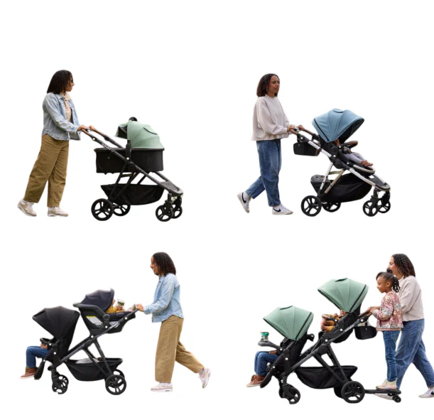 Mockingbird Single to Double 3.0 Stroller, 2025, Black Windowpane, Charcoal with Penny Leather - Image 3