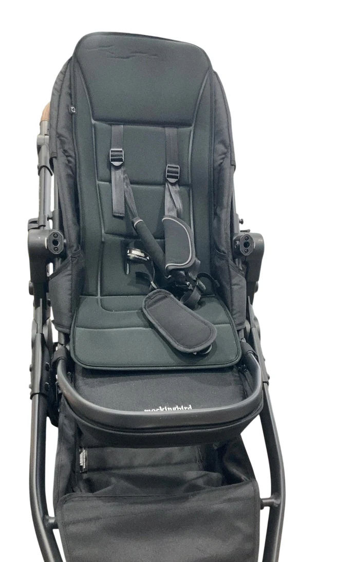 Mockingbird Single to Double 3.0 Stroller, 2025, Black Windowpane, Charcoal with Penny Leather - Image 6