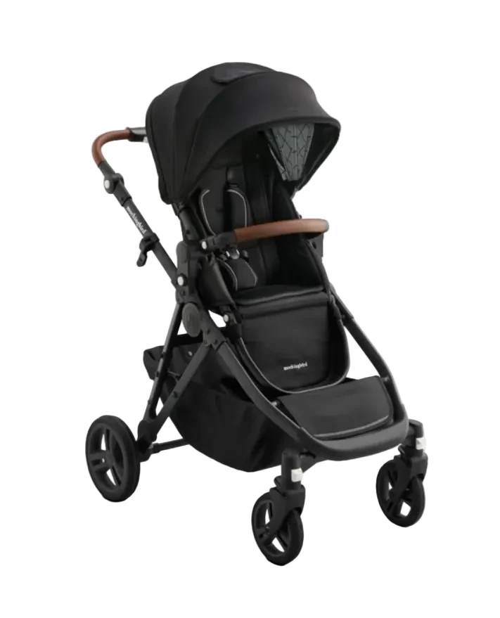 Mockingbird Single to Double 3.0 Stroller, 2025, Black Windowpane, Silver with Penny Leather