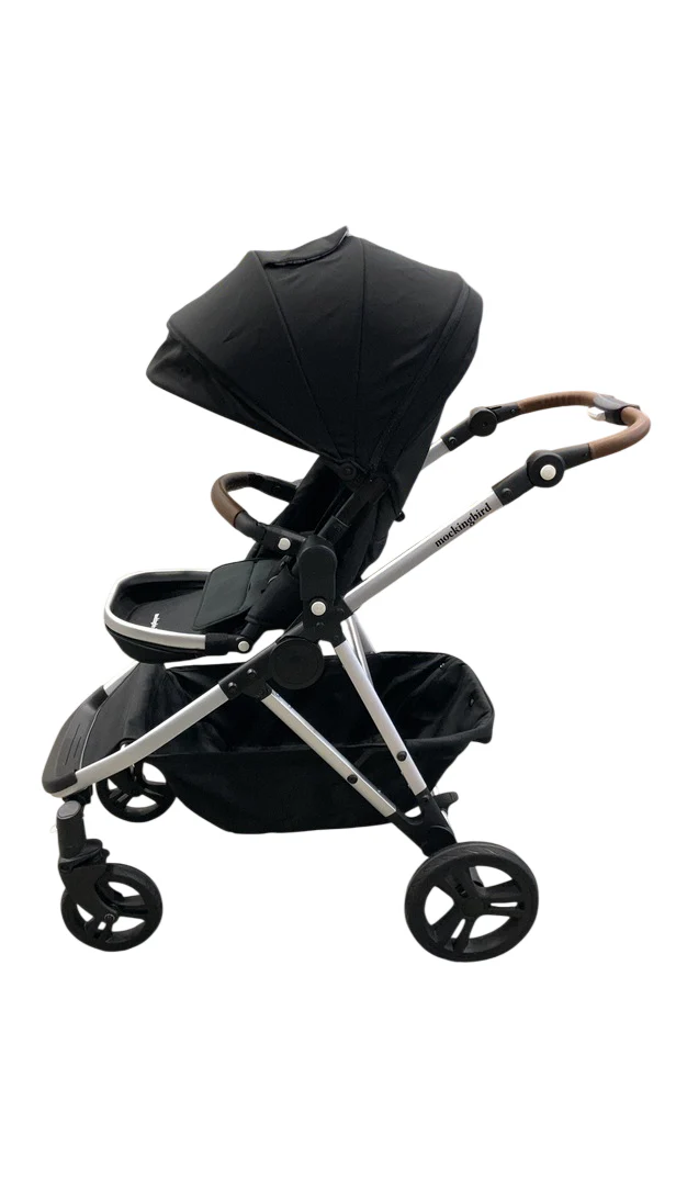 Mockingbird Single to Double 3.0 Stroller, 2025, Black Windowpane, Silver with Penny Leather - Image 2