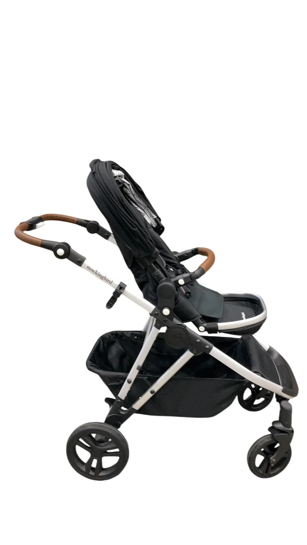 Mockingbird Single to Double 3.0 Stroller, 2025, Black Windowpane, Silver with Penny Leather - Image 3