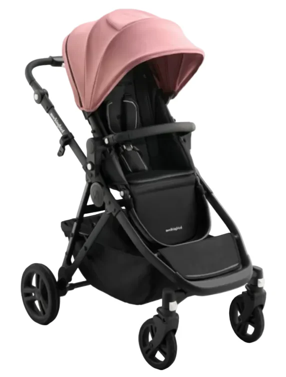 Mockingbird Single to Double 3.0 Stroller, 2025, Charcoal with Black Leather, Rose