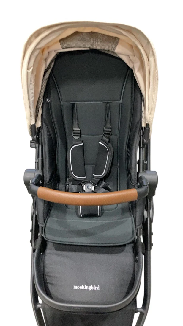 Mockingbird Single to Double 3.0 Stroller, 2025, Charcoal with Penny Leather, Oat - Image 9