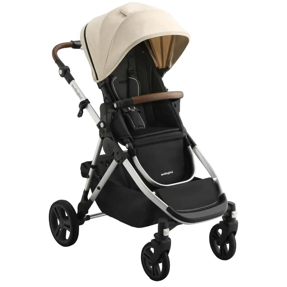 Mockingbird Single to Double 3.0 Stroller, 2025, Charcoal with Penny Leather, Oat