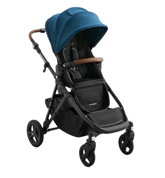 Mockingbird Single to Double 3.0 Stroller, 2025, Charcoal with Penny Leather, Sea
