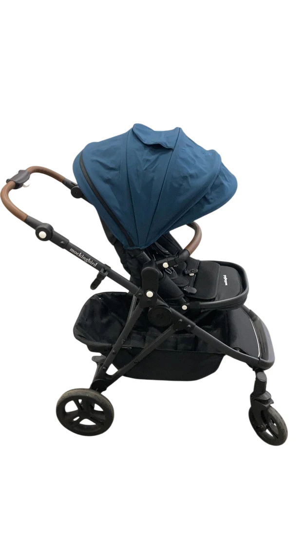 Mockingbird Single to Double 3.0 Stroller, 2025, Charcoal with Penny Leather, Sea - Image 2