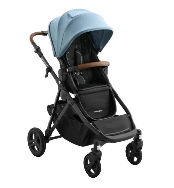 Mockingbird Single to Double 3.0 Stroller, 2025, Charcoal with Penny Leather, Stone Blue