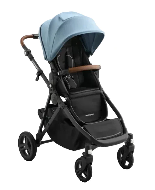 Mockingbird Single to Double 3.0 Stroller, 2025, Charcoal with Penny Leather, Stone Blue