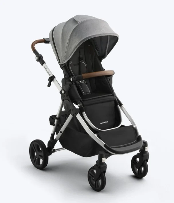 Mockingbird Single to Double 3.0 Stroller, 2026, Heather Grey, Silver with Penny Leather