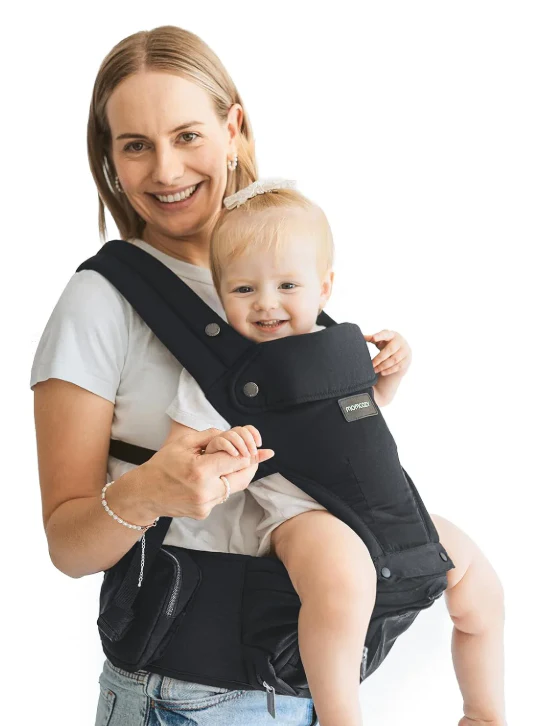 Momcozy 2-in-1 Baby Carrier with Hip Seat, Black