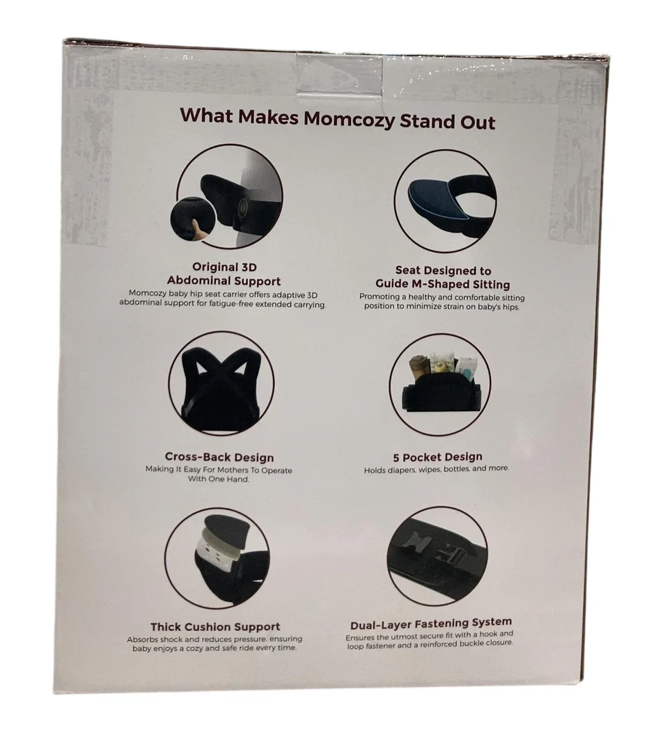 Momcozy 2-in-1 Baby Carrier with Hip Seat, Black - Image 3
