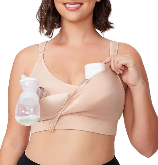 Momcozy Hands-Free Nursing And Pumping Bra, Oyster Pink, XX-Large
