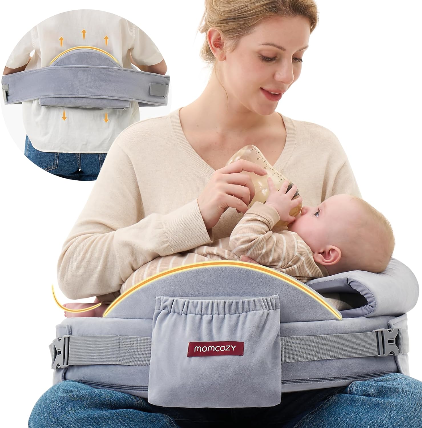 Momcozy MaxSupport Nursing Pillow, Cozy ProGray