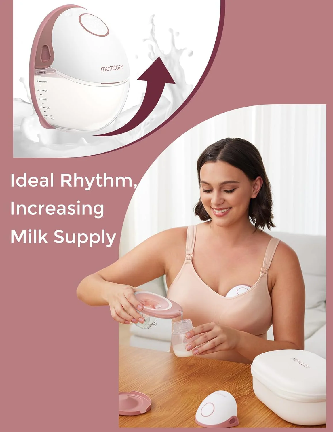 Momcozy Mobile Style Hands-free Breast Pump Double, Cozy Red - Image 4