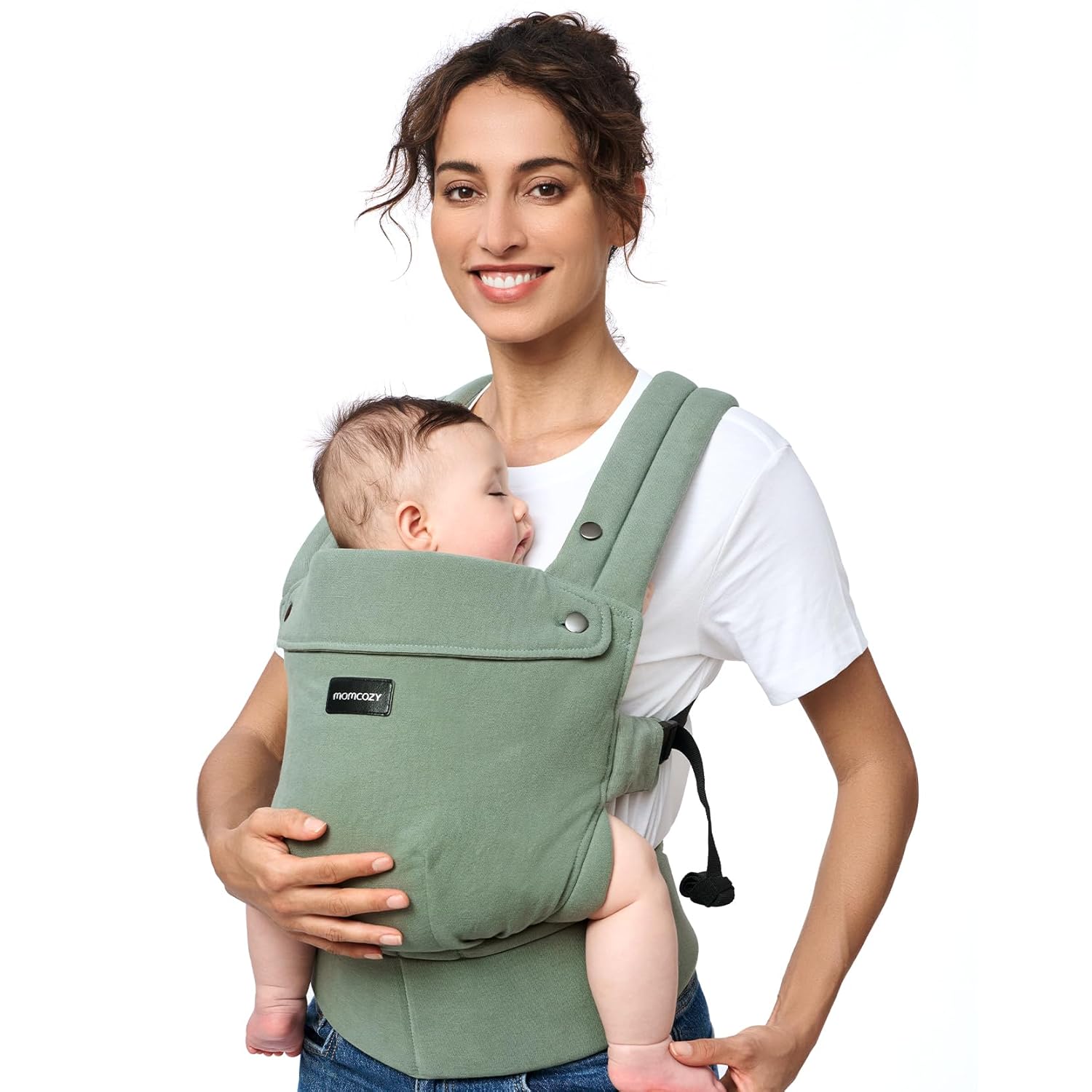 Momcozy PureHug Baby Carrier, Sage Green, Cotton Linen