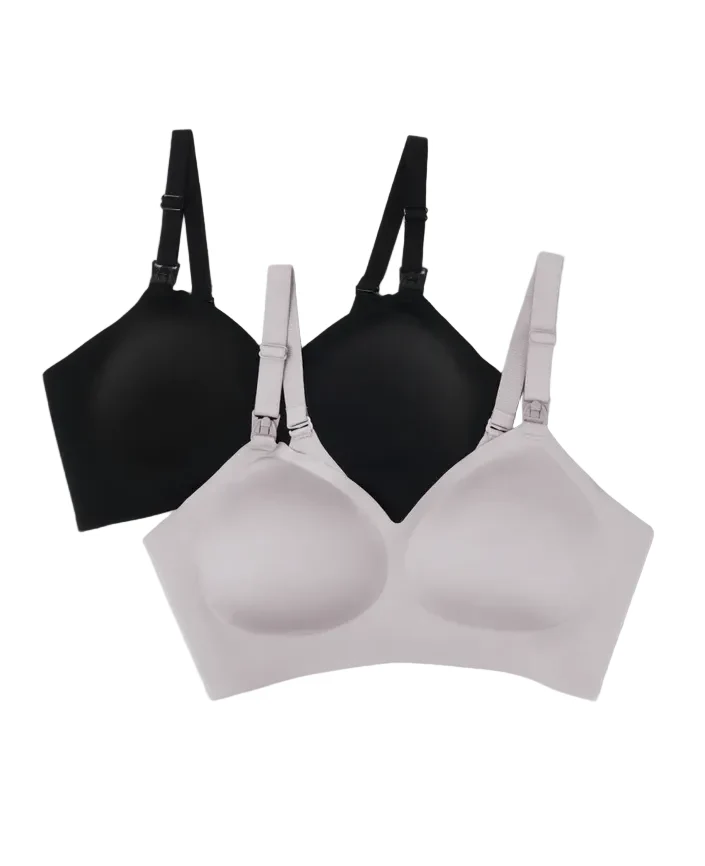 Momcozy Ultra Soft & Omni Maternity Nursing Bra (2 Pack), 2XL, Black/Brown