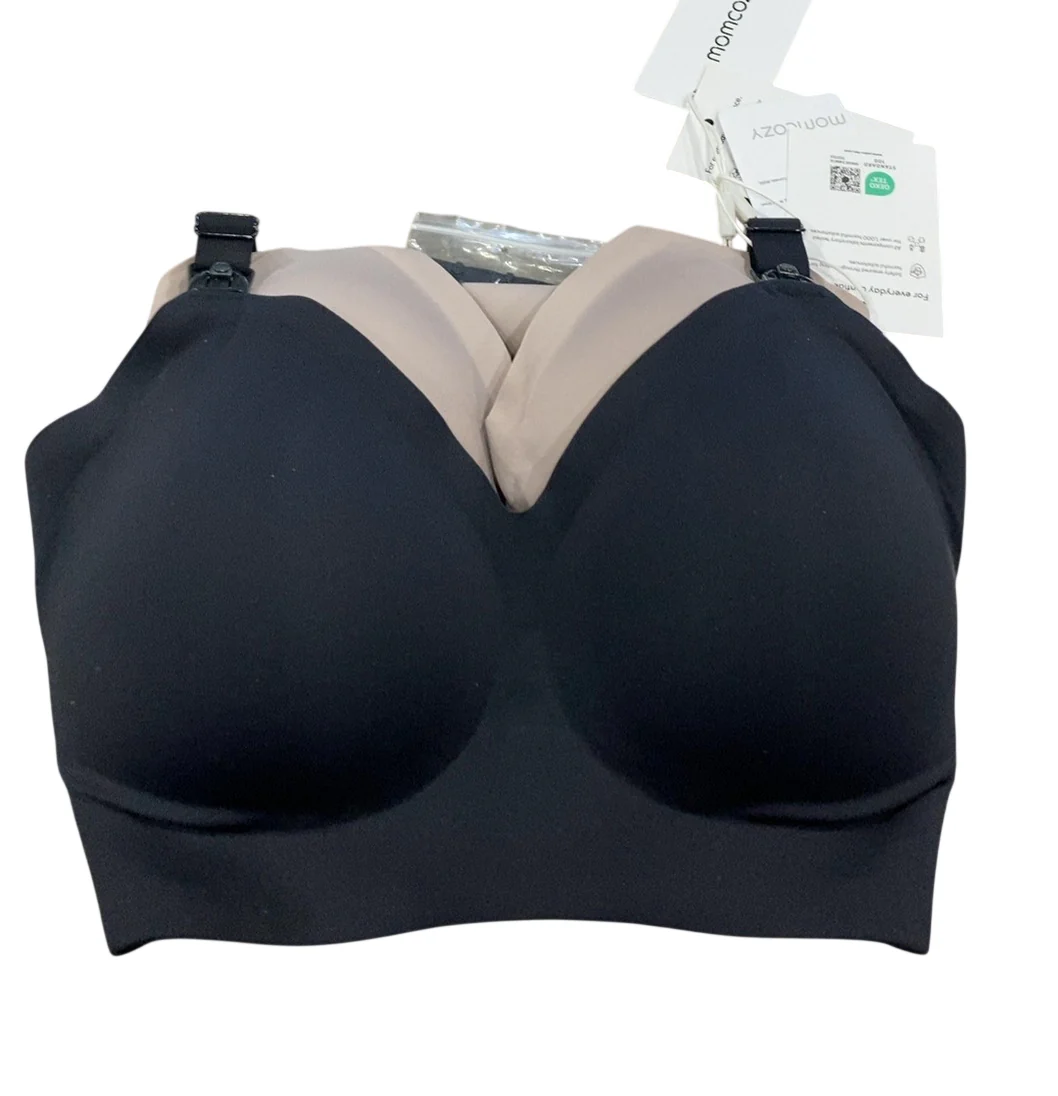 Momcozy Ultra Soft & Omni Maternity Nursing Bra (2 Pack), Large, Black/Brown - Image 2
