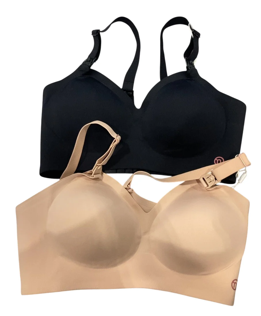 Momcozy Ultra Soft & Omni Maternity Nursing Bra (2 Pack), Medium, Oyster Pink/black - Image 2