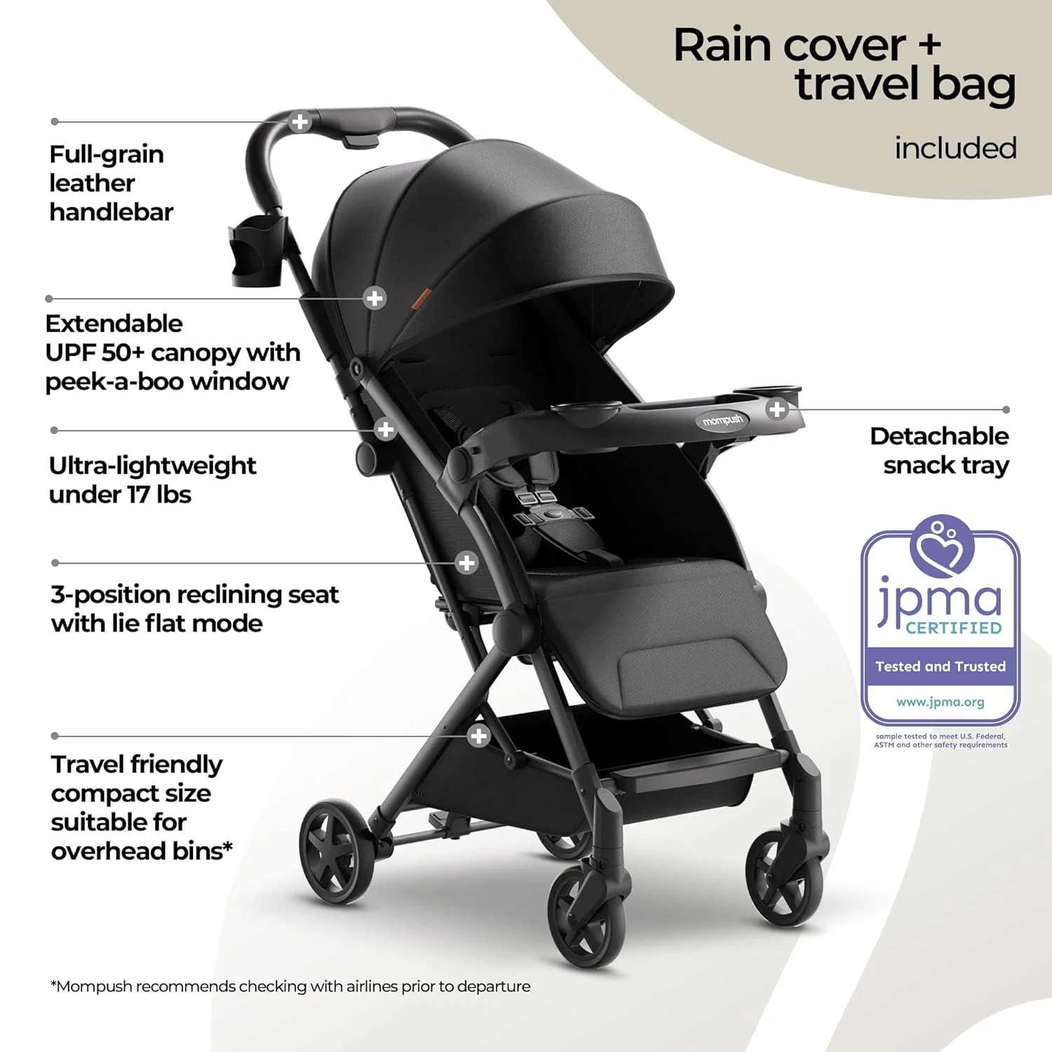Mompush Lithe V2 Stroller, Black, 2025 - Image 2