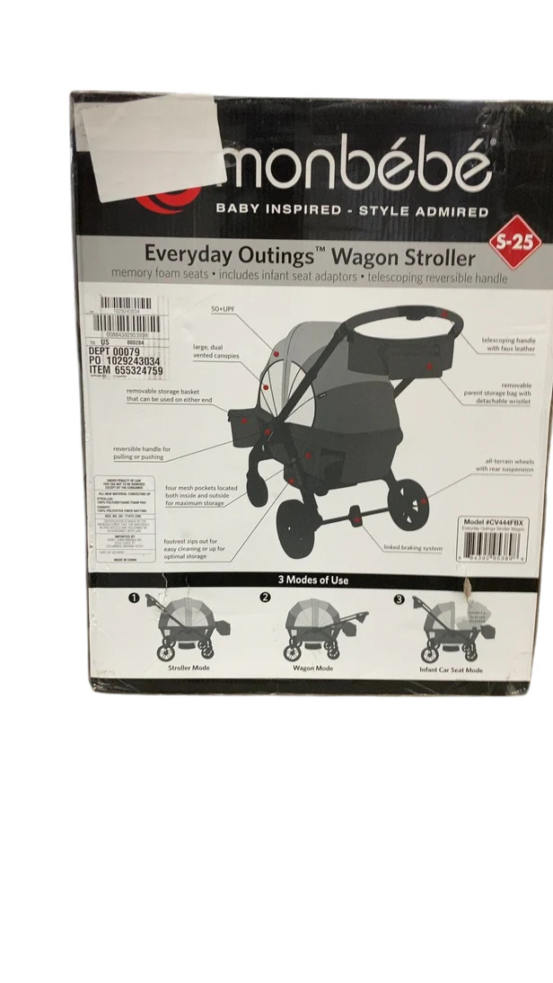 Monbebe Everyday Outings Wagon Stroller, Cobblestone Gray, 2025 - Image 2