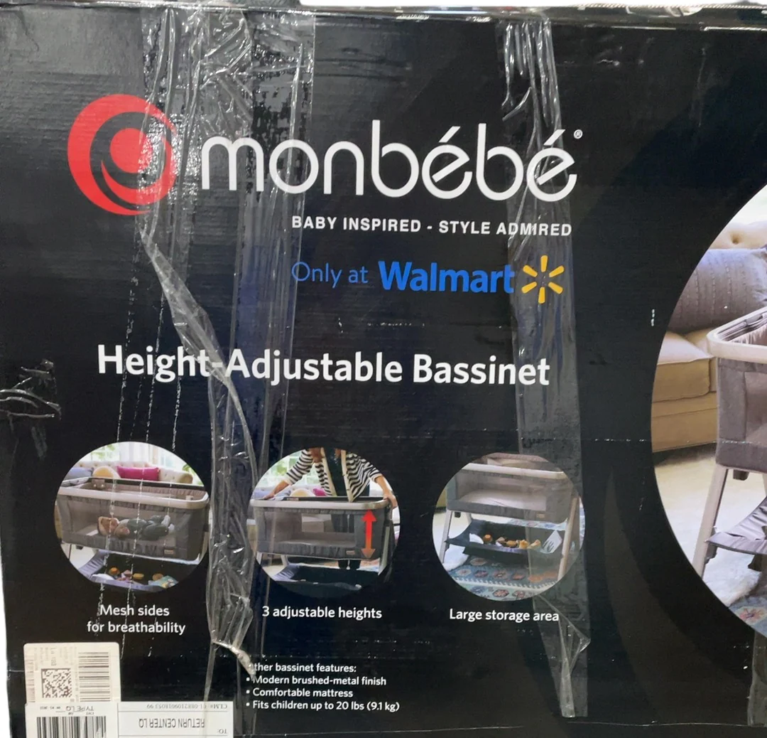 Monbebe Height Adjustable Baby Bassinet, Castle Point - Image 6