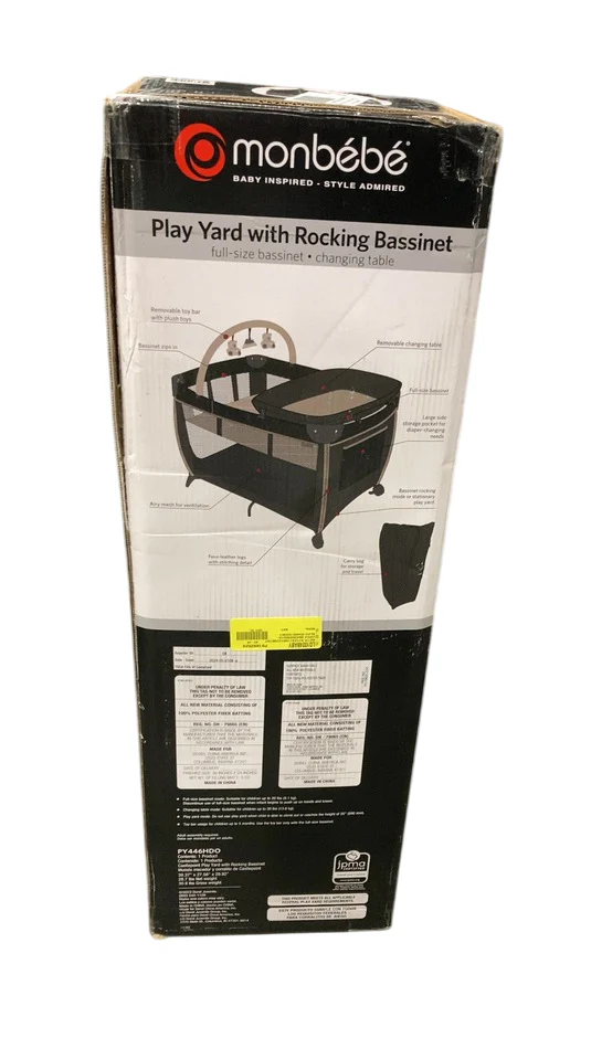 Monbebe Play Yard with Full-Size Rocking Bassinet, Castle Point - Image 4