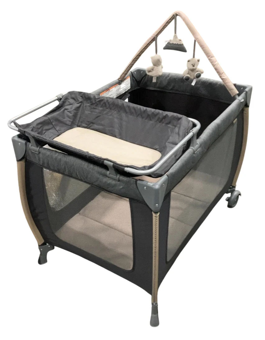 Monbebe Play Yard with Full-Size Rocking Bassinet, Castle Point