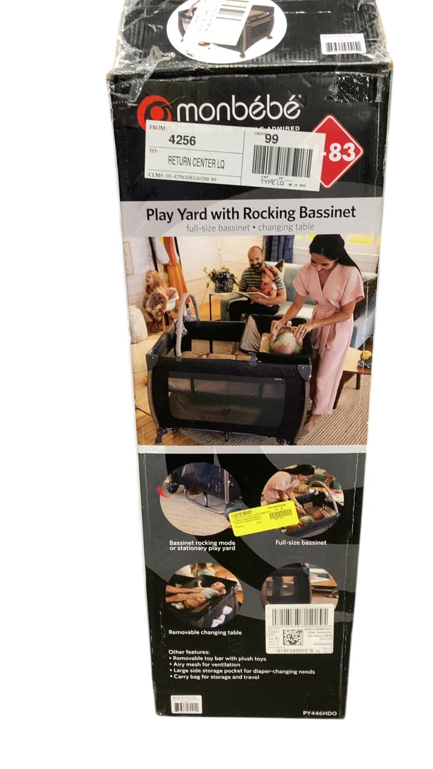 Monbebe Play Yard with Full-Size Rocking Bassinet, Castle Point - Image 6