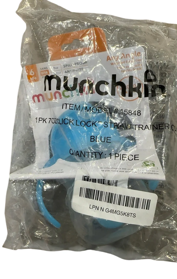 Munchkin Any Angle Click Lock Weighted Straw Trainer Cup, 1 pack, 7 oz, Blue - Image 2